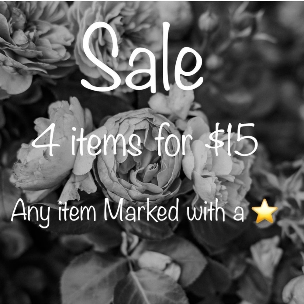 4 items for $15 marked with ⭐️